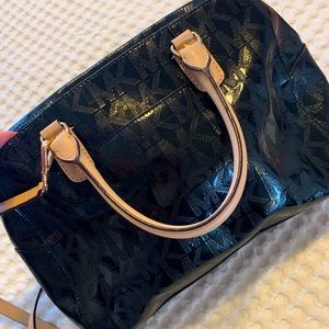 Michael by Michael Kors Black Logo/Monogram Black Patent Leather Purse